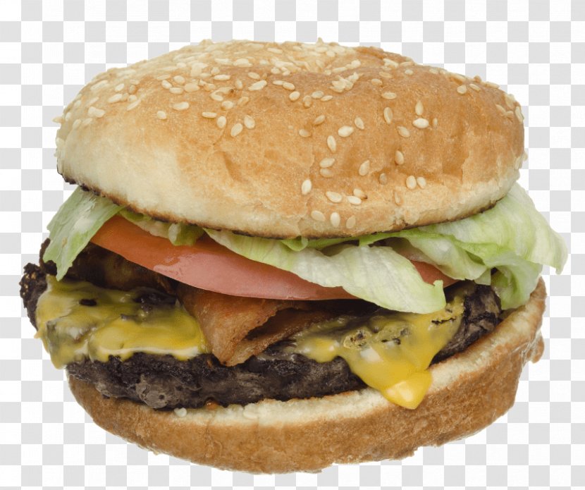 Cheeseburger Hamburger Bacon Pickled Cucumber Lettuce - Bun Transparent PNG