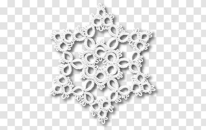 Lace Tatting Snowflake Pattern - Black And White - Thread Loop Transparent PNG