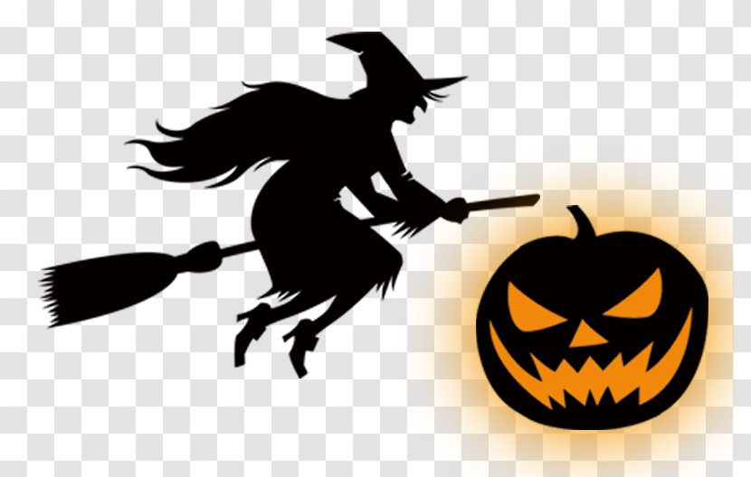 Witchs Broom Witchcraft Clip Art - Royaltyfree - Halloween Pumpkin Silhouette Sorcerer Transparent PNG