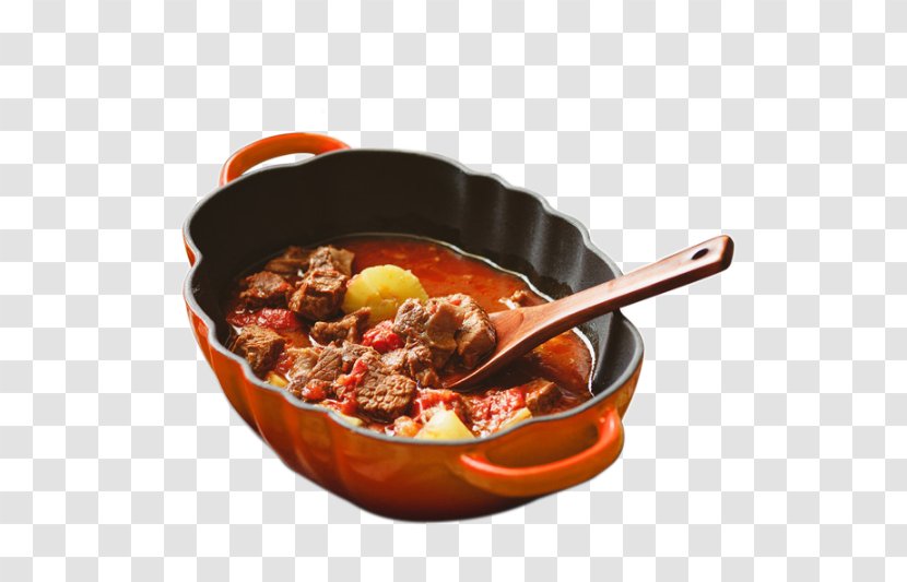 Daube Brisket Meatball Japanese Cuisine Tomato - Roasting Pan - Cast Iron Pot Orange Beef Transparent PNG