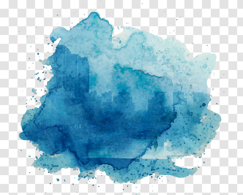 Blue Aqua Turquoise Watercolor Paint Cloud Transparent PNG