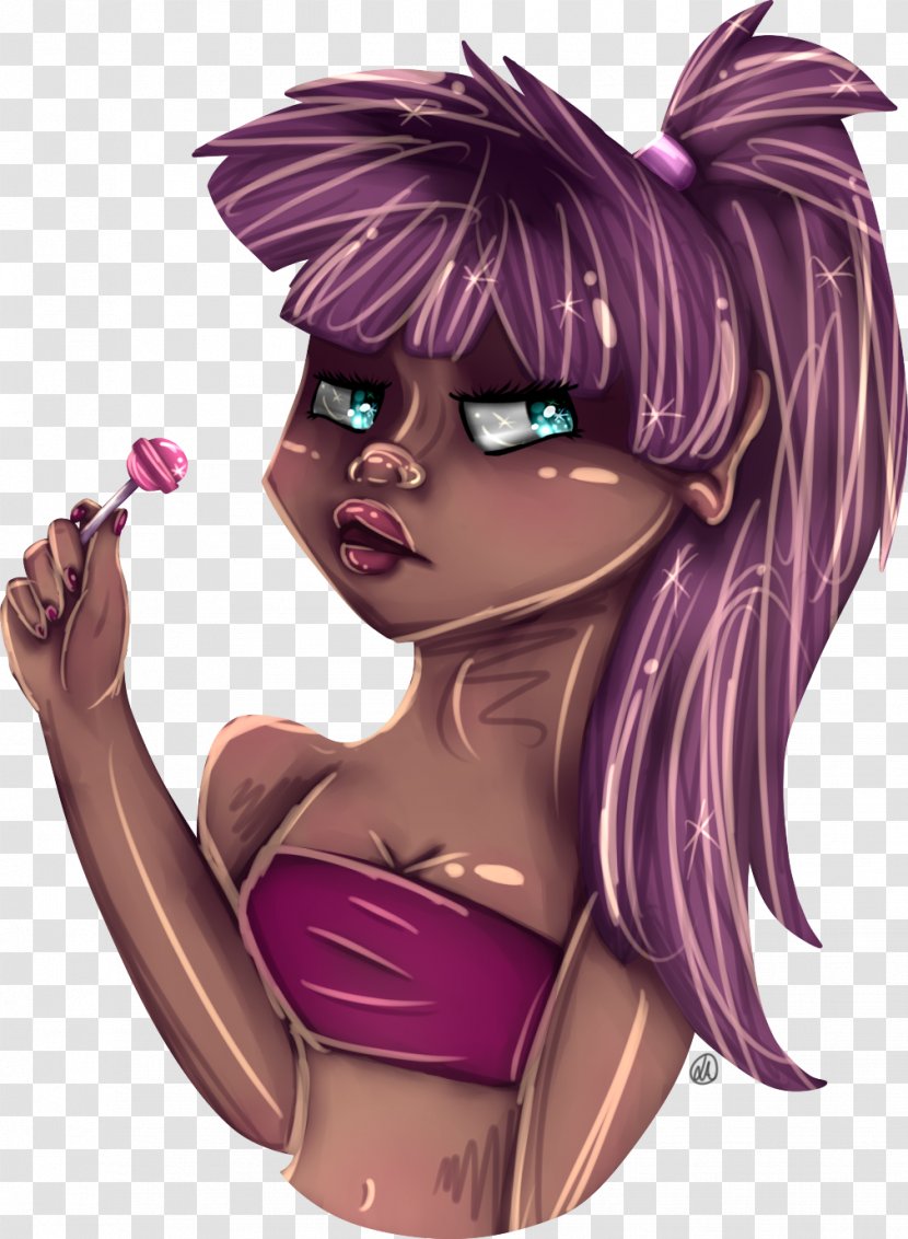 Black Hair Fairy Cartoon Purple - Lolly Pop Transparent PNG