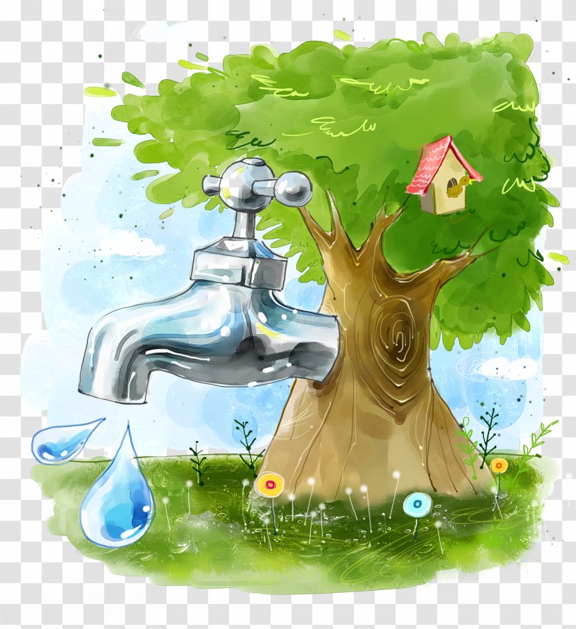 Water Saving Resource Illustration - Organism - Conservation Cartoon Transparent PNG