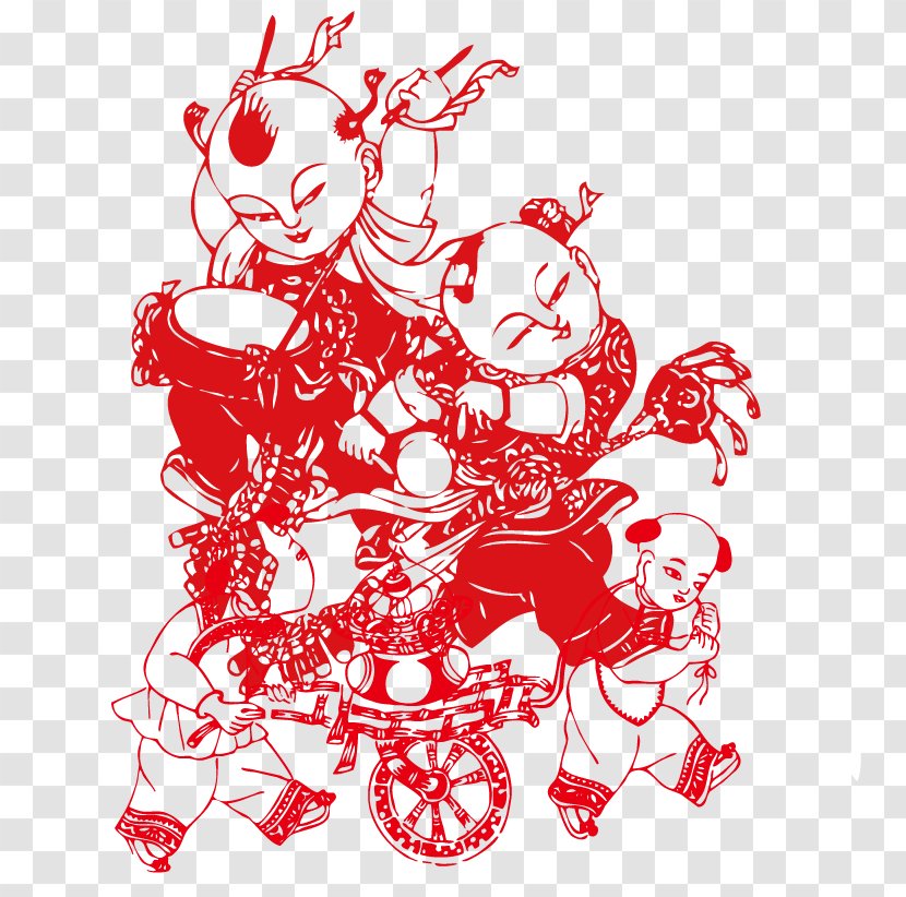Papercutting Chinese New Year Paper Cutting Fu - Tree - Paper-cut Doll Transparent PNG