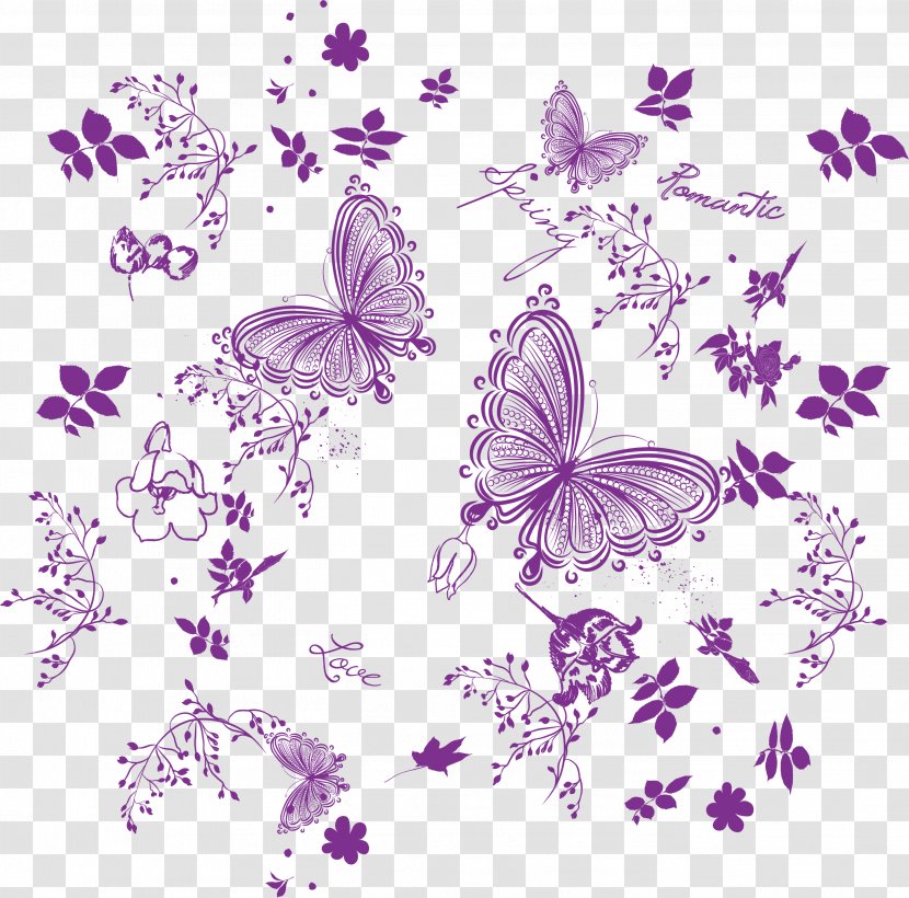 Butterfly Nymphalidae Purple Pattern - Hand Painted Transparent PNG