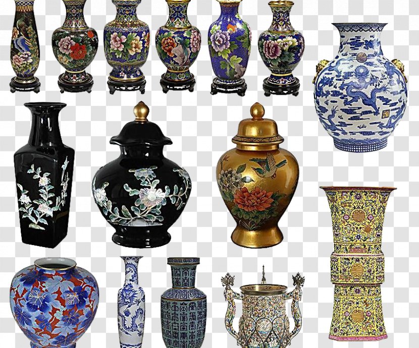 Vase - Chinoiserie - Textured Antique Transparent PNG