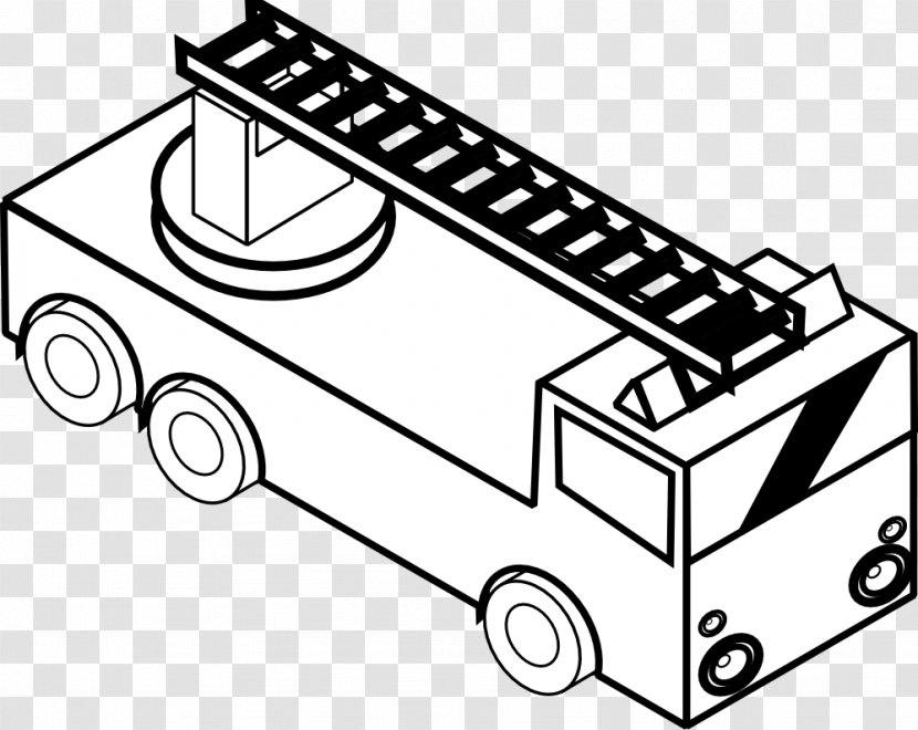 Car Fire Engine Coloring Book Truck Safety - Department - Line Cliparts Transparent PNG