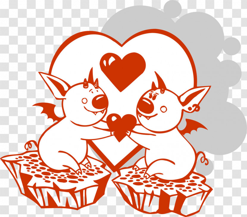 Red Love Heart Cartoon Sticker Transparent PNG