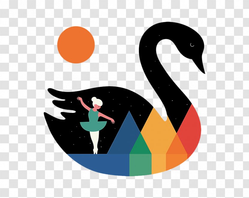 Cygnini Dance Swan Lake Illustration - Beak - Creative Flat Black Transparent PNG