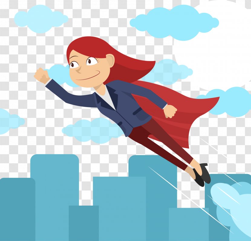 Business Superhero - Engineer - Vector Hand Painted Female Superman Transparent PNG