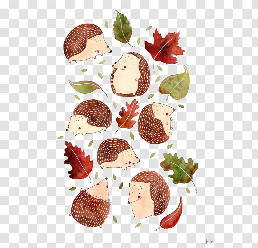 Hedgehog Cartoon Illustration - Strawberries Transparent PNG