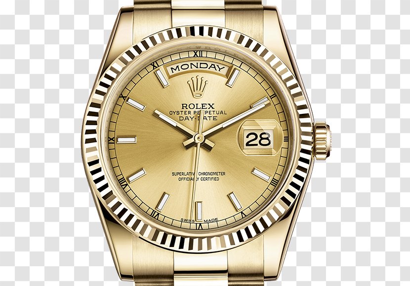 Rolex Datejust Day-Date Colored Gold Watch - Oyster Transparent PNG