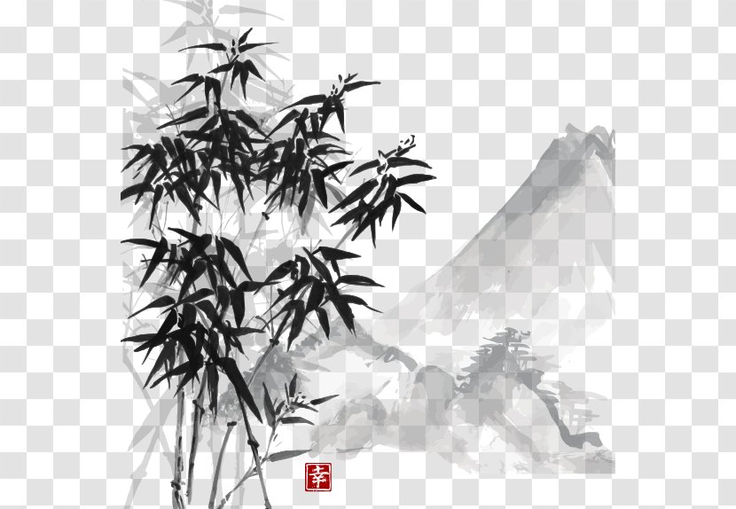 Ink Wash Painting Chinese Drawing - Bamboo - Vector Style Material Transparent PNG