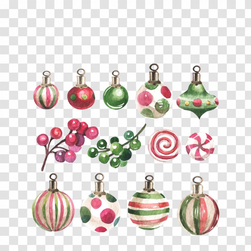 Christmas Ornament Watercolor Painting Decoration Transparent PNG