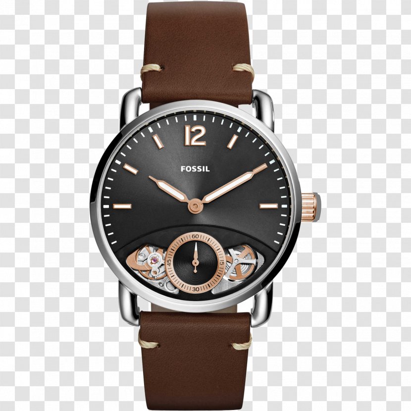 Fossil The Commuter 3H Date Watch Strap Group Leather - Brown Transparent PNG
