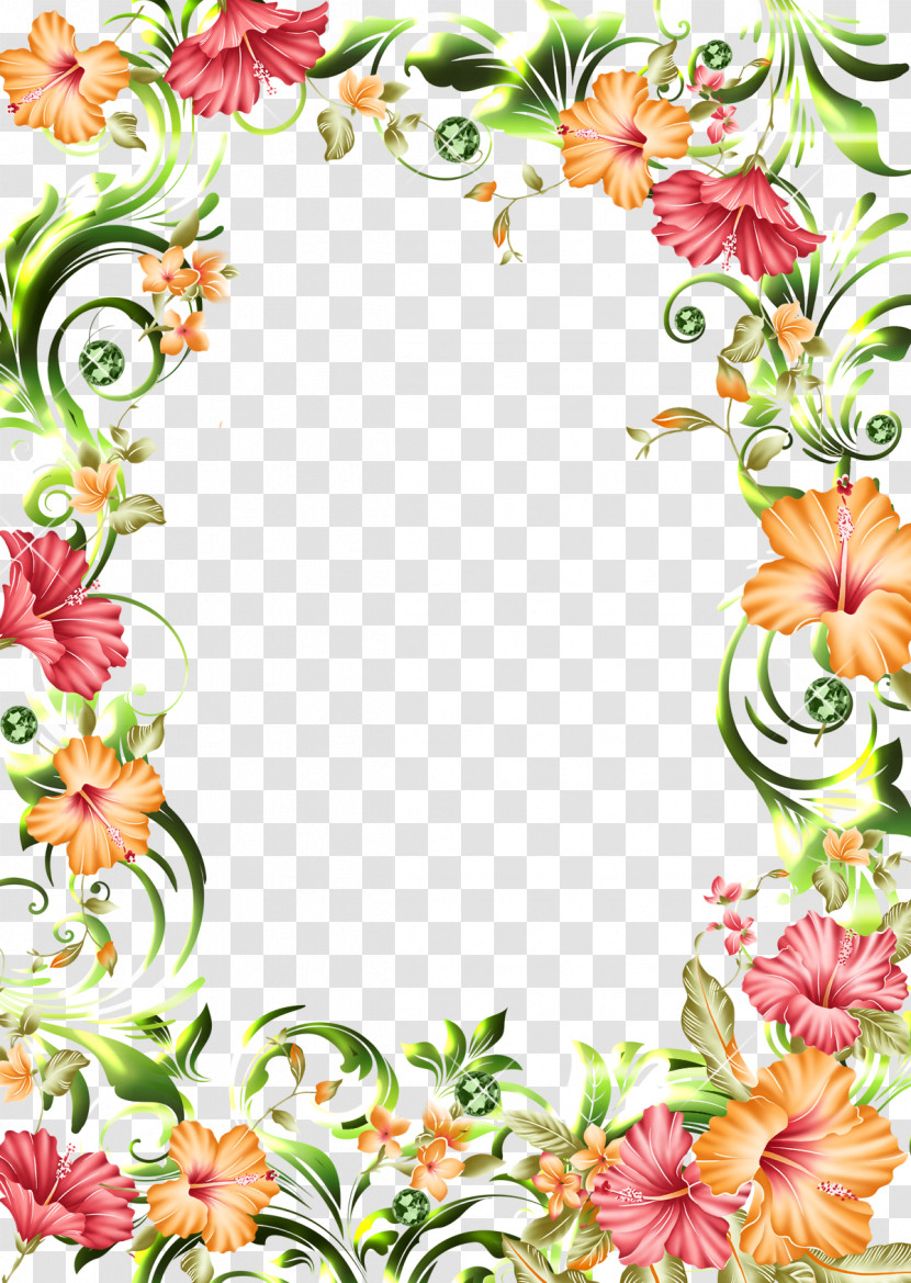 Hibiscus Frame Flower Frame Transparent PNG