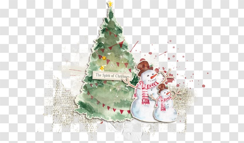 Christmas Card Tree Snowman - Decoration - Hand-painted Cards Transparent PNG