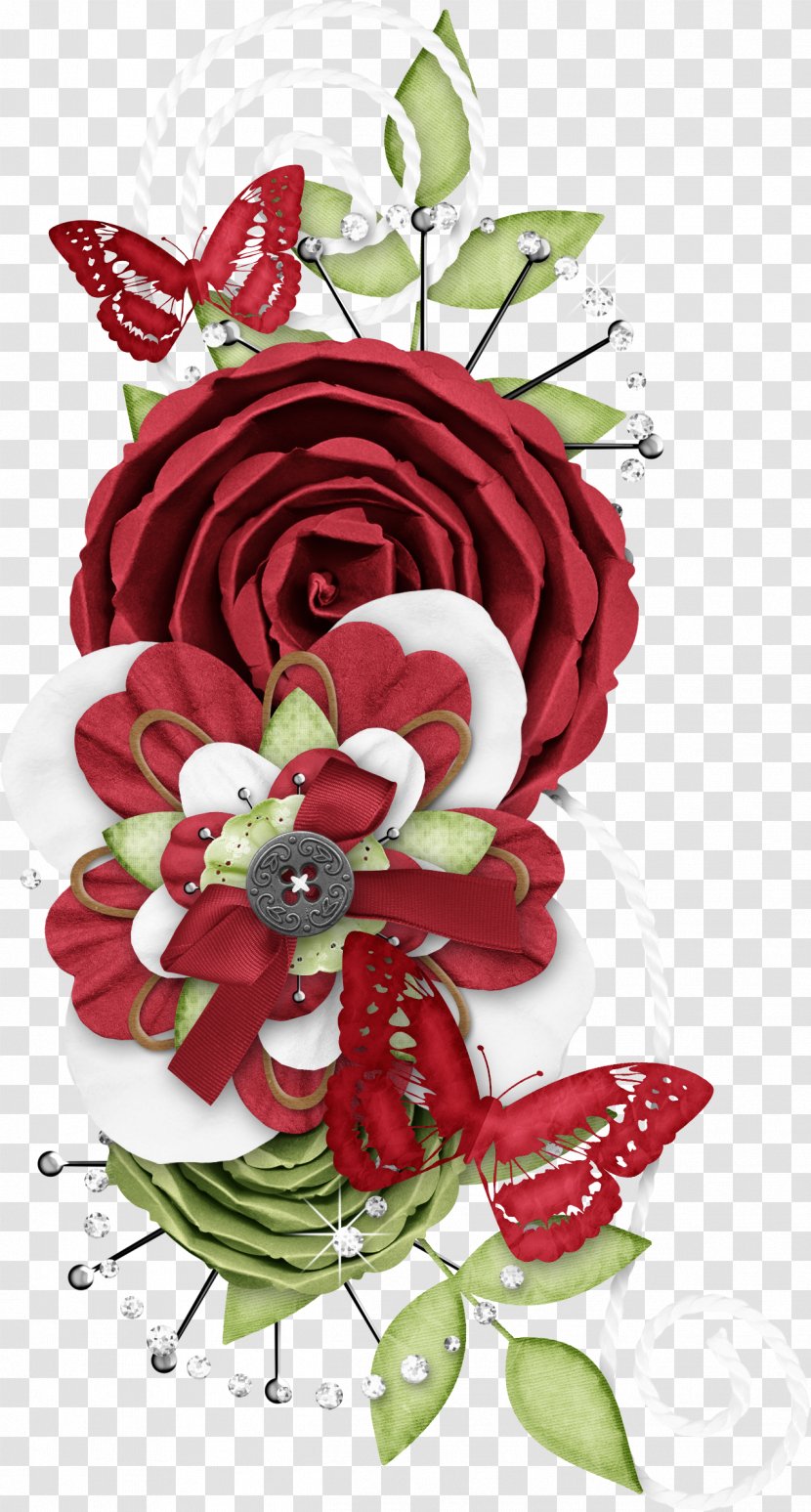 Cut Flowers Rose Floristry Floral Design - Red Butterfly Transparent PNG