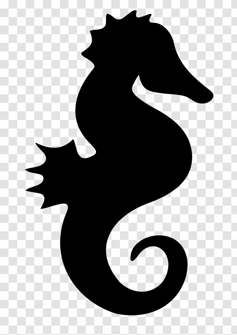 Seahorse Silhouette Drawing Clip Art - Black And White Transparent PNG