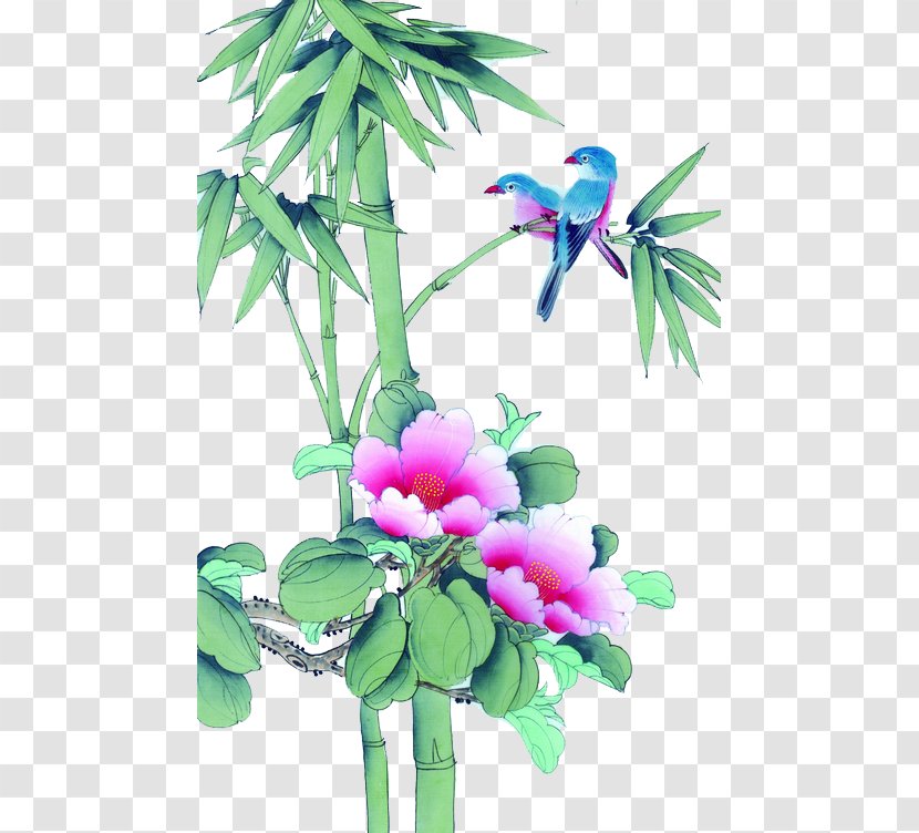 Chinese Painting Photography Art - Plant - Bamboo Flower And Bird Transparent PNG