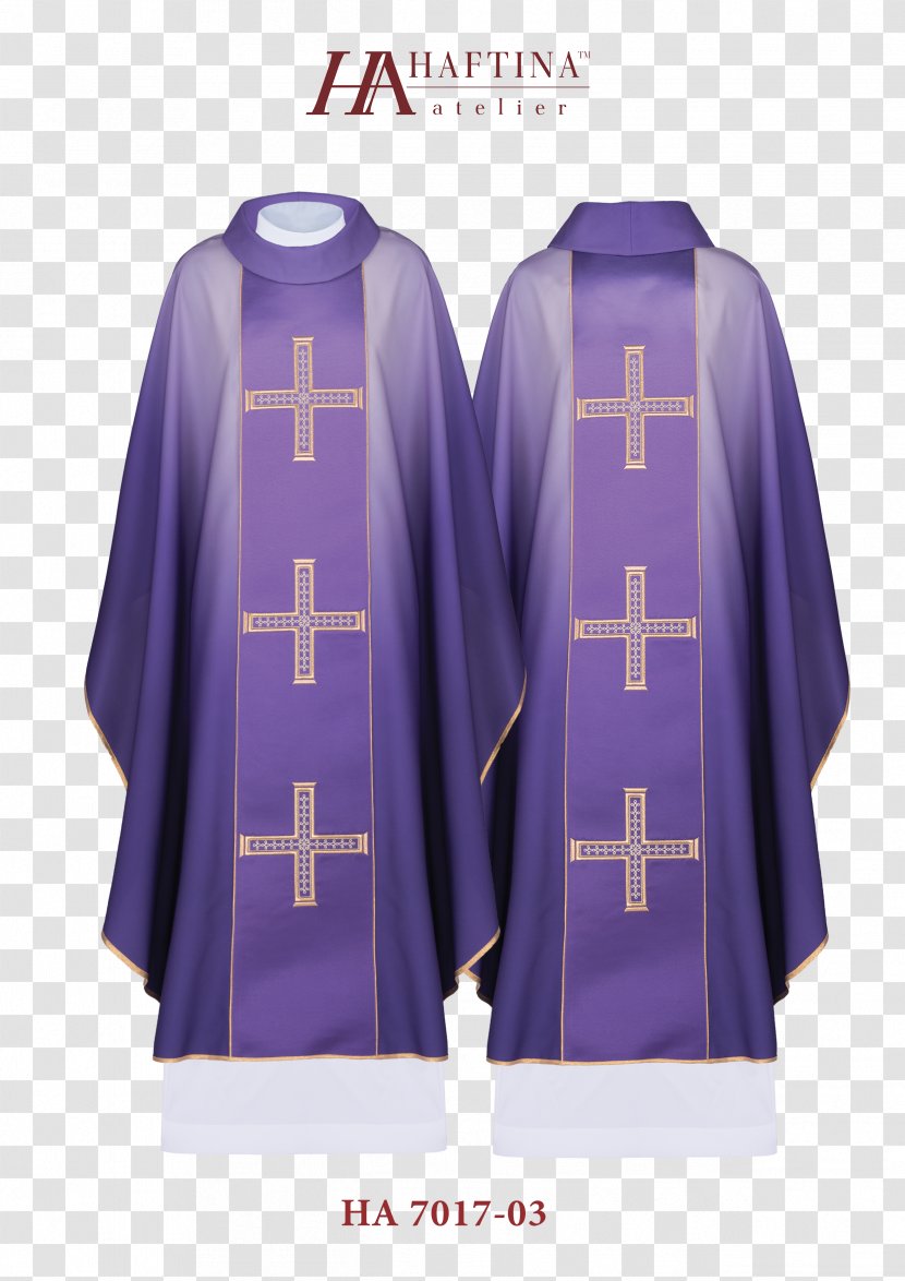 Robe Chasuble Cross Vestment Chrystogram - Violet Transparent PNG