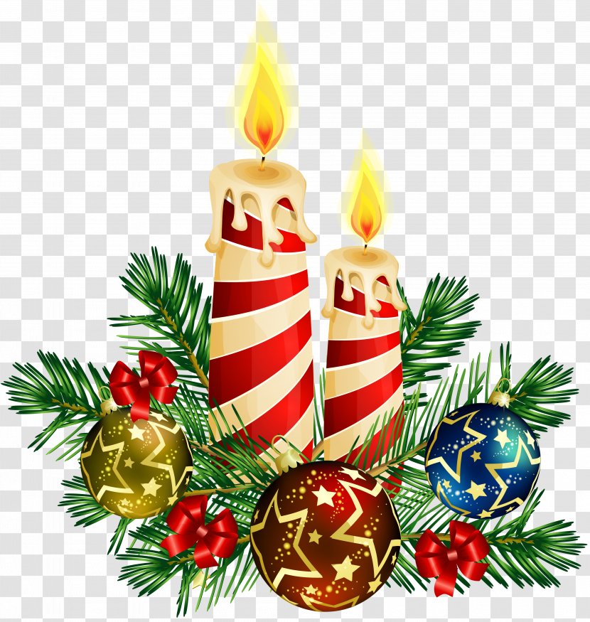 Candle Christmas Tree Clip Art - Poinsettia - Transparent Candles