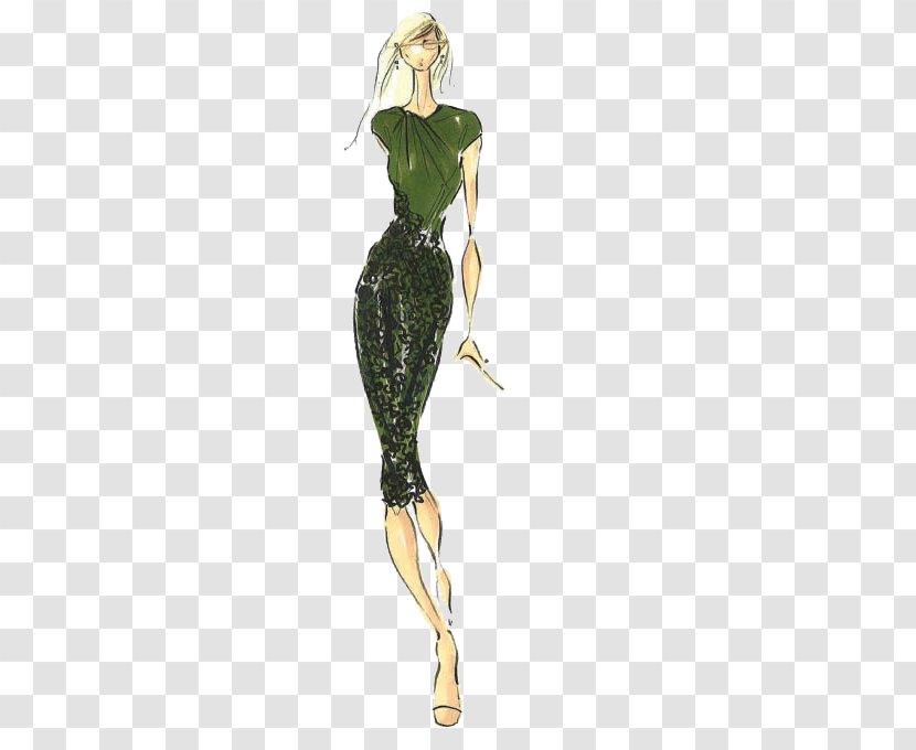 Pantone Color Autumn Green Fashion - Tree - Simple Design Women's Illustration Transparent PNG