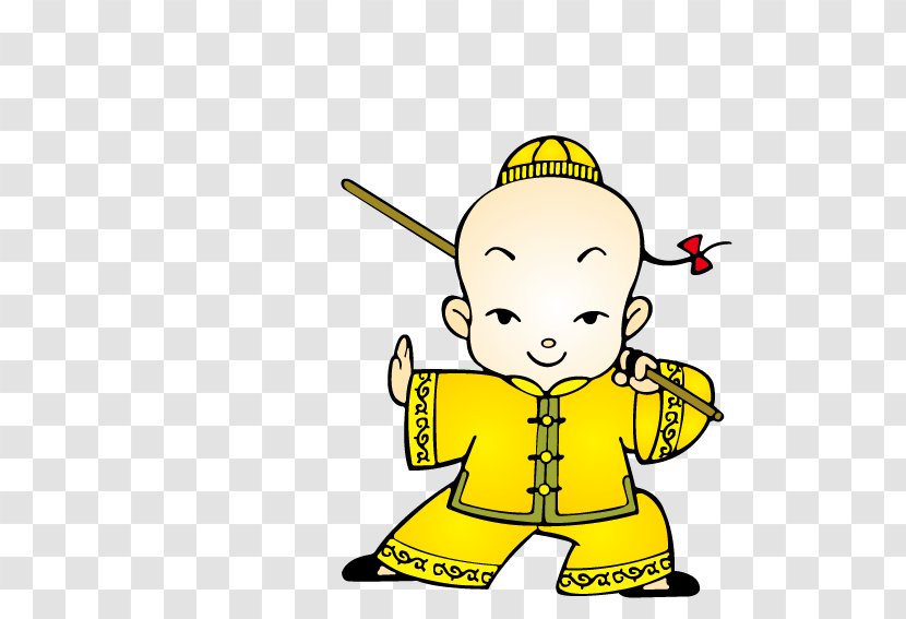 Chinese Martial Arts Kung Fu Cartoon - Sanshou - Cudgel Practice Of Baby Transparent PNG