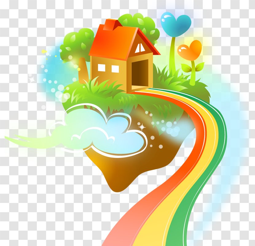 Child Cartoon Poster Fairy Tale - Heart - House Rainbow Road Transparent PNG