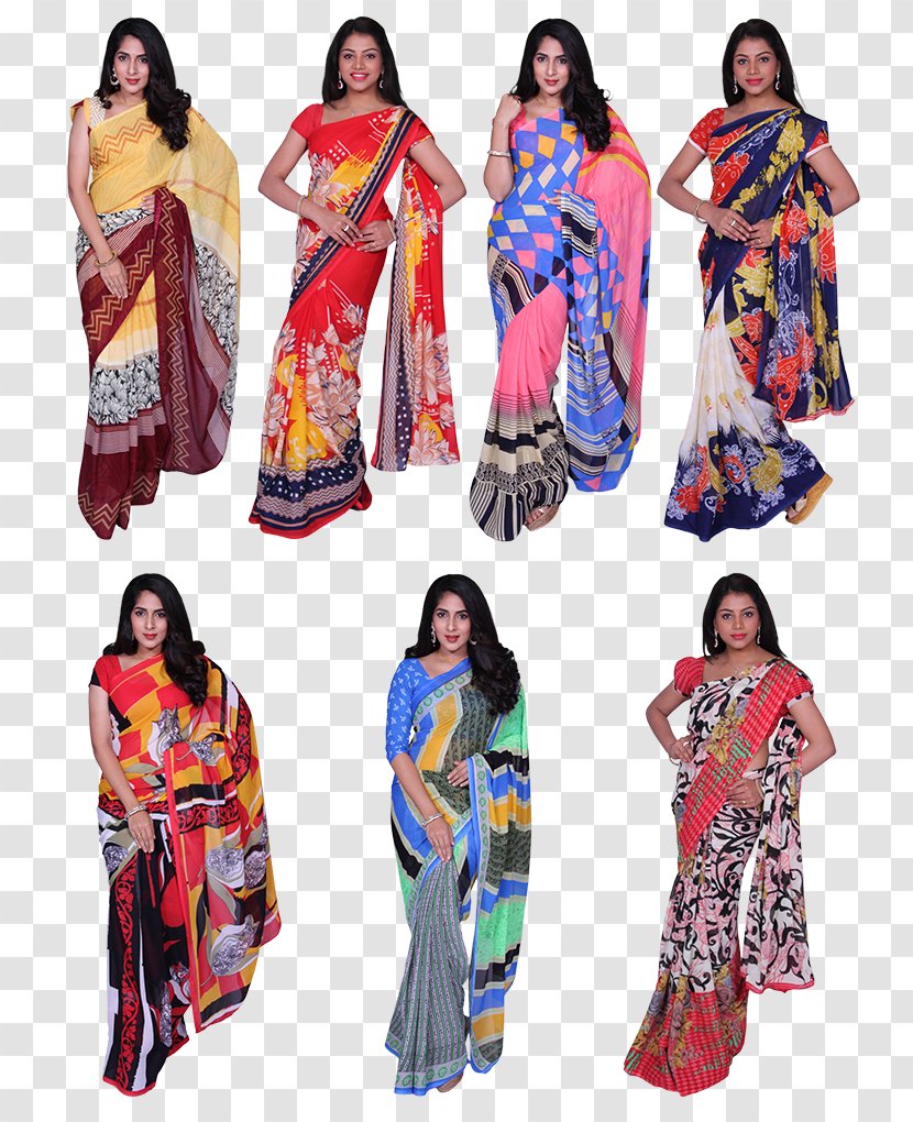 Georgette Sari Dress Textile Kimono - Woman - Sarees Online Shopping Transparent PNG