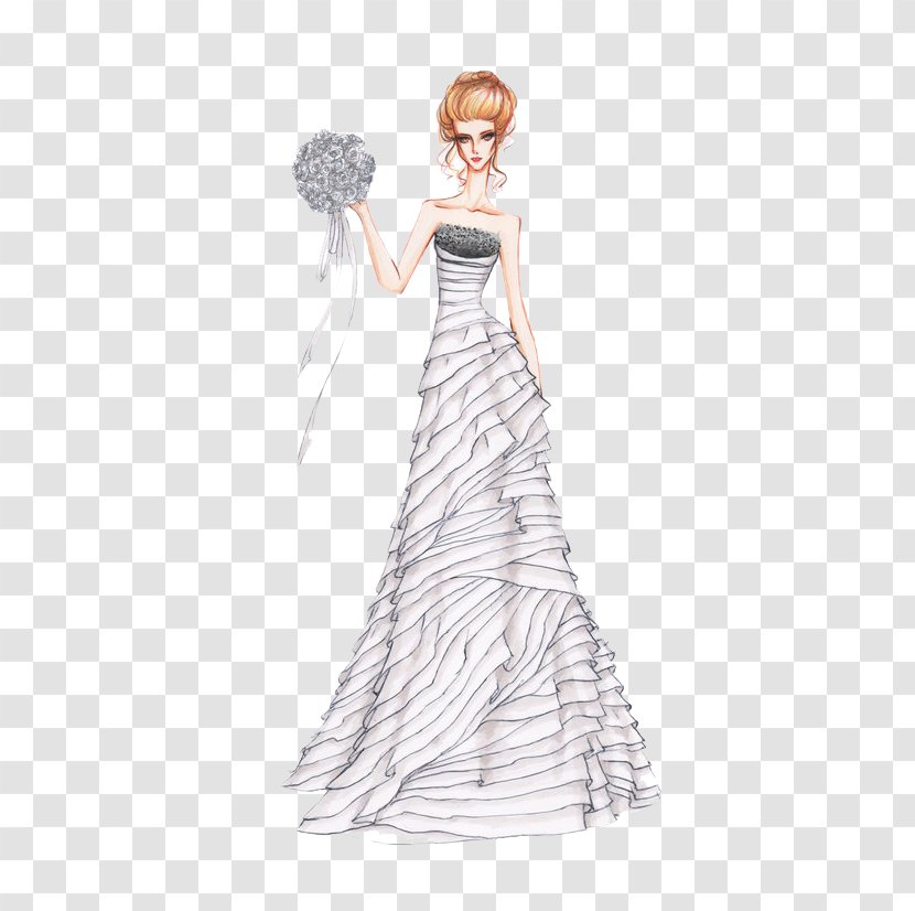 Dress Drawing Illustration - Cartoon - Beautiful Wedding Design Transparent PNG