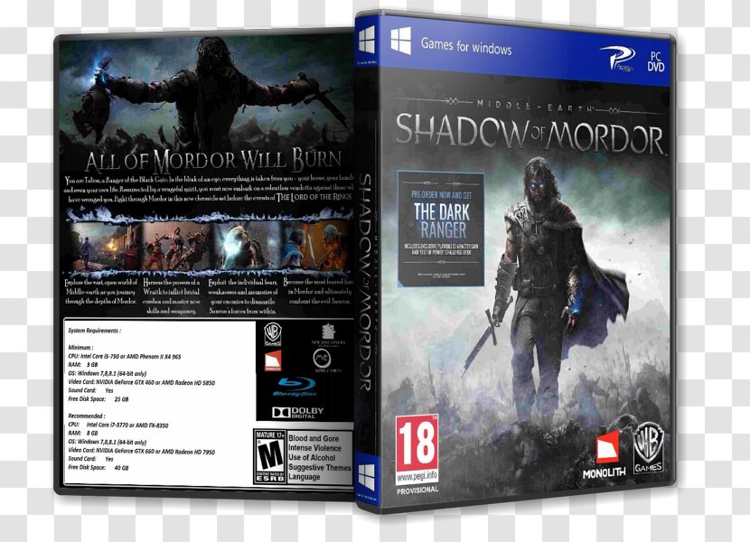 Xbox 360 Middle-earth: Shadow Of Mordor War PlayStation 4 PC Game - Pc - Farmer’s Dynasty Transparent PNG