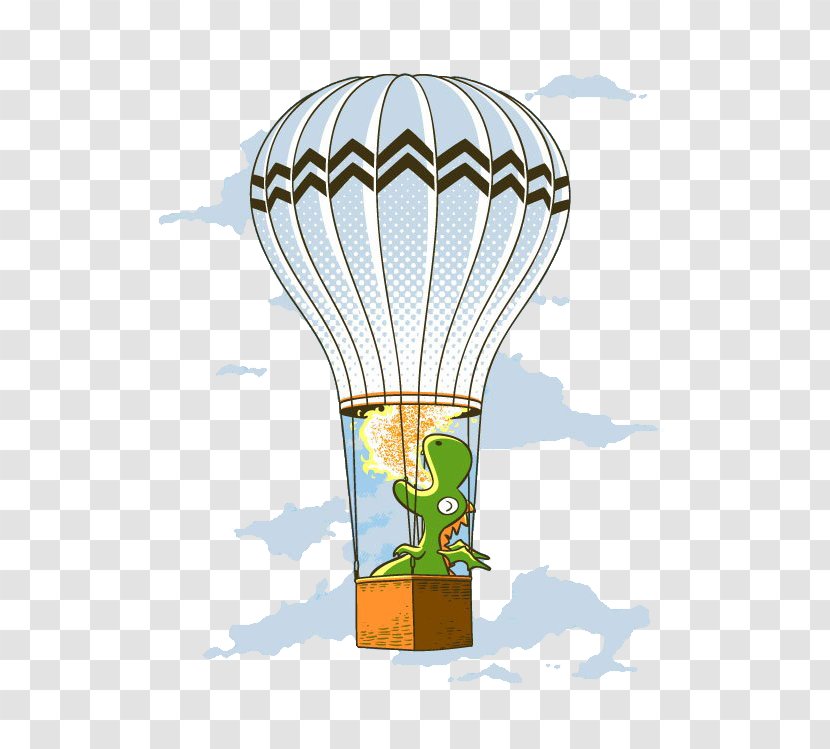T-shirt Drawing Designer Illustration - Tshirt - Lizard Sitting On A Hot Air Balloon Transparent PNG