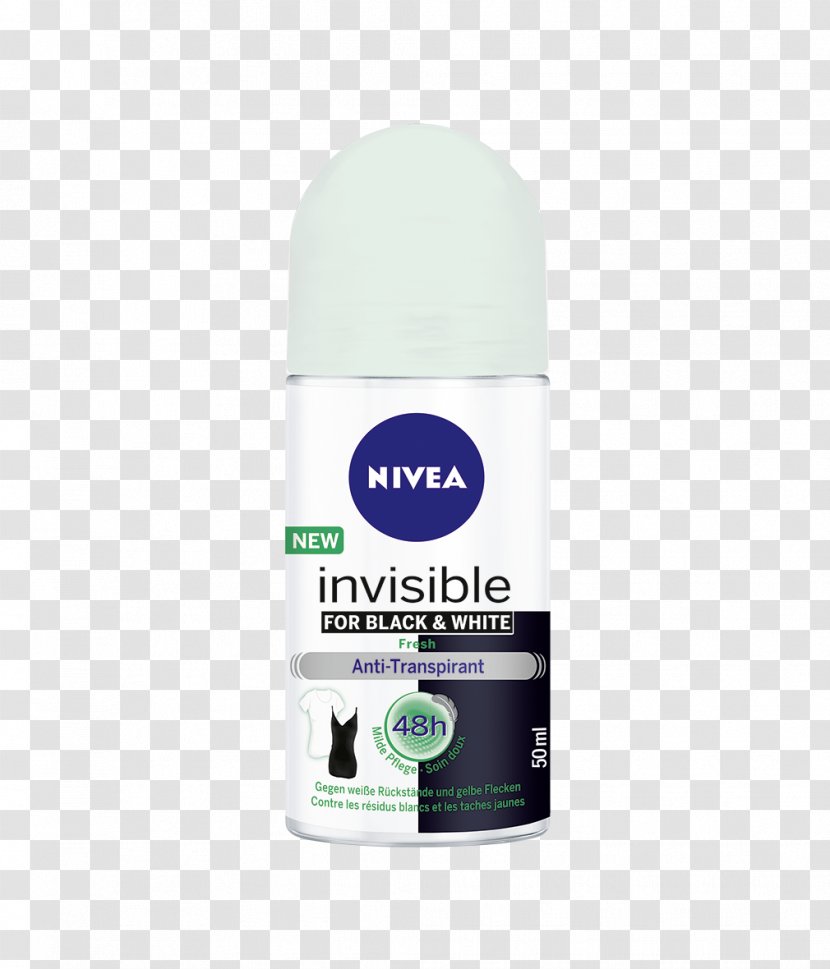 Nivea Invisible Black And White Fresh Women's Roll-On 50ml NIVEA Black&White Clear Mini 100ml - Travel Package Antiperspirant... Deo Roll On Antiperspirant B & W LotionNivea Logo Transparent PNG