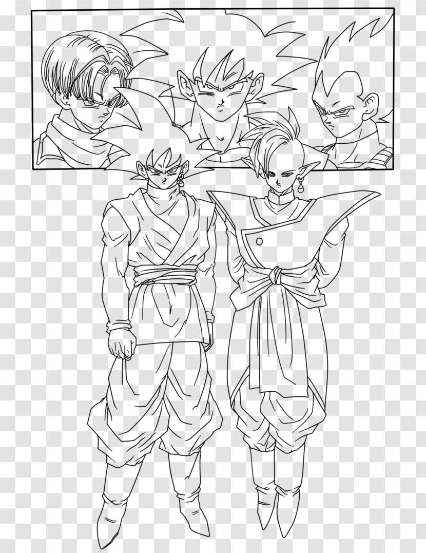Line Art Goku Black Trunks Drawing - Frame - Hello There Transparent PNG