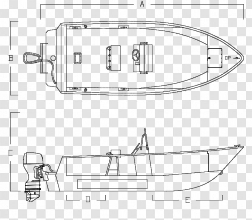 Boat Technical Drawing Center Console T-top - Architecture Transparent PNG