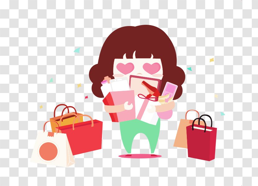 Chinese New Year Cartoon Singles Day Taobao - Shopping - Women To Buy Gifts Transparent PNG
