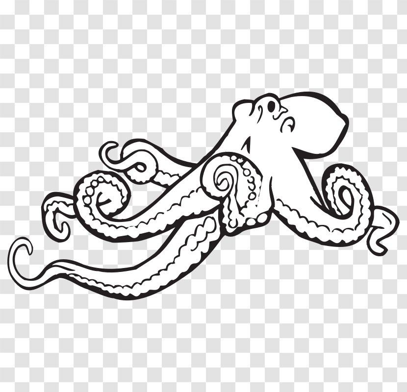 Octopus Black And White Monochrome Clip Art - Computer - Make A Coloring Book Transparent PNG