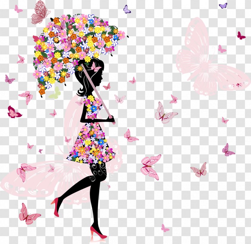 Name Flowers Umbrella Girls - Cartoon - Watercolor Transparent PNG