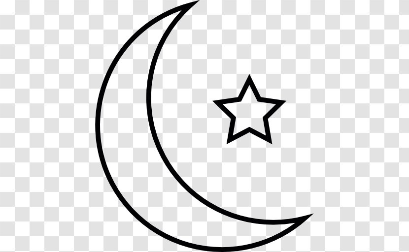 Star And Crescent Polygons In Art Culture Lunar Phase - Monochrome Photography Transparent PNG