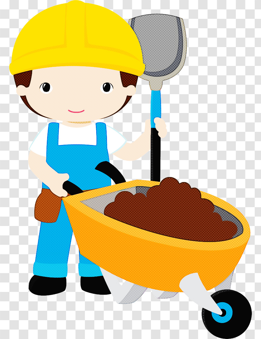 Cartoon Construction Worker Shovel Play Ladle Transparent PNG