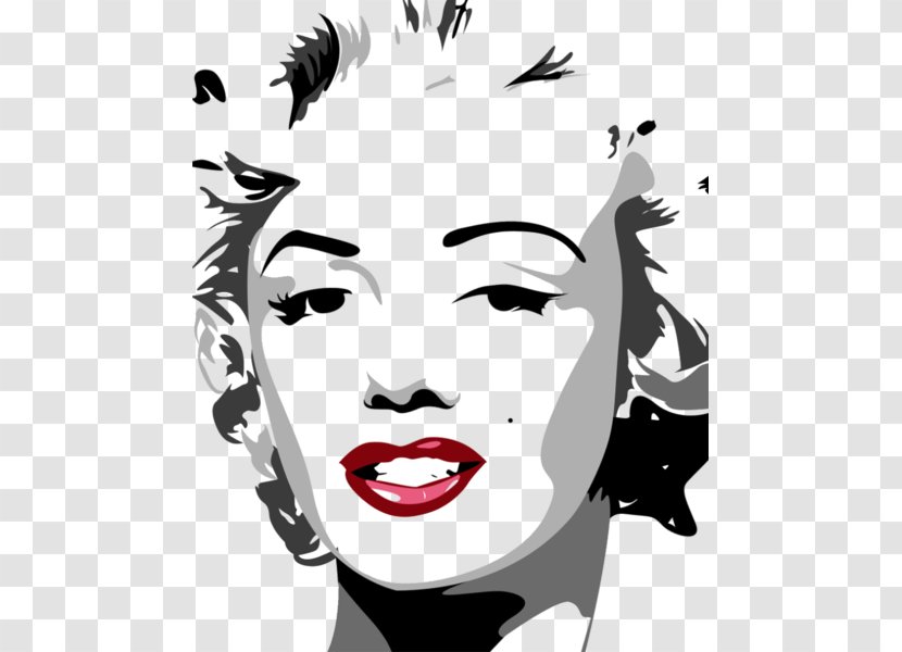 Marilyn Monroe Vector Graphics Art Portrait Drawing - Black Hair - Postmodern Pop Transparent PNG