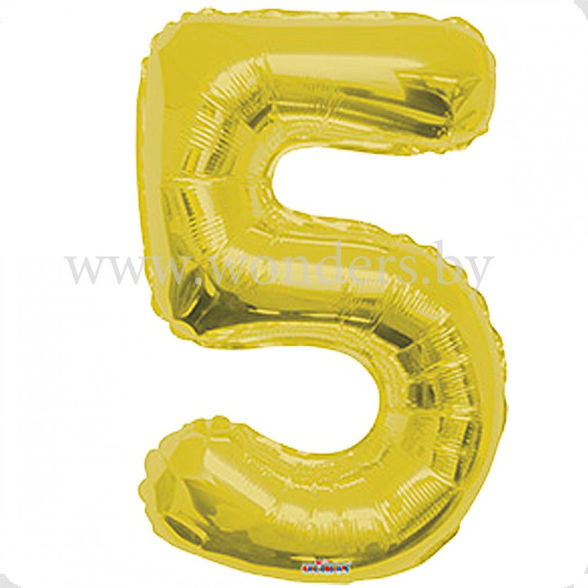 Mylar Balloon Party Gold Number - 5 Transparent PNG
