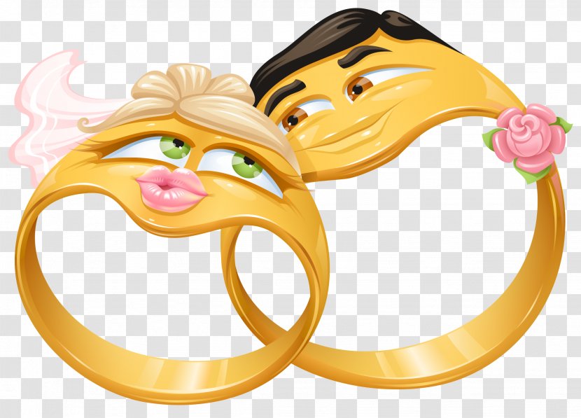 Wedding Ring Engagement Clip Art - Yellow - Cartoon Couple Vector Transparent PNG