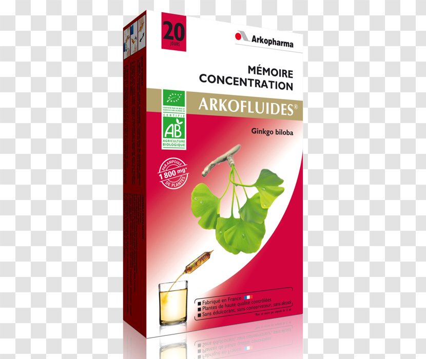 Dietary Supplement ARKOPHARMA Laboratories, Company Limited. Arkofluides Detox 20 Ampoules Food - Ginkgo-biloba Transparent PNG
