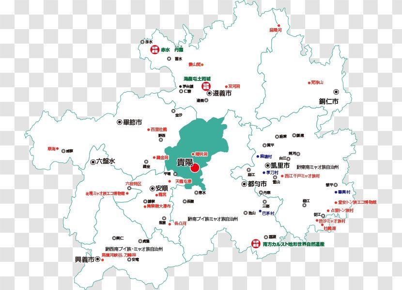 Liupanshui Qianxinan Buyei And Miao Autonomous Prefecture Guiyang Qiannan Bijiang District - Zunyi - Map Transparent PNG