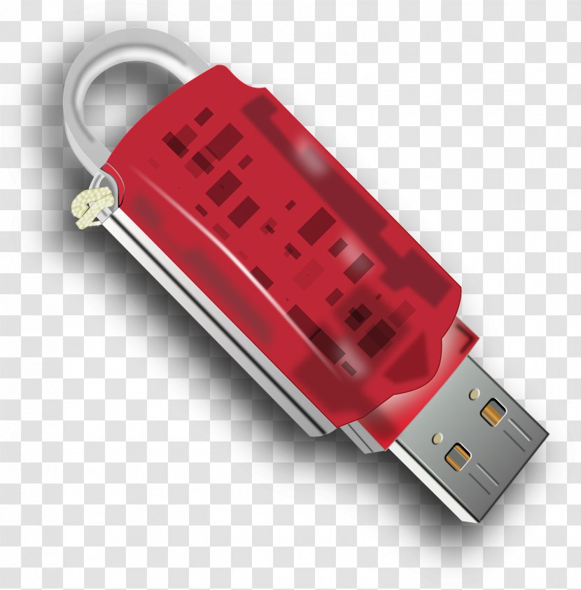 USB Flash Drives Computer Data Storage Clip Art - Red - Usb Transparent PNG