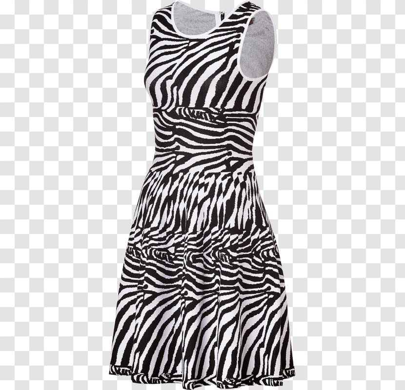 Cocktail Dress White Neck - Black - Zebra Print Transparent PNG