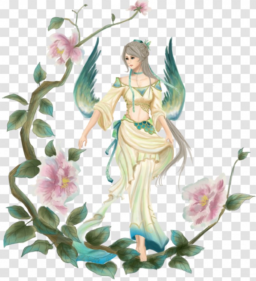 Fairy Legendary Creature Flowering Plant Figurine - Fictional Character - Creative Peony Transparent PNG