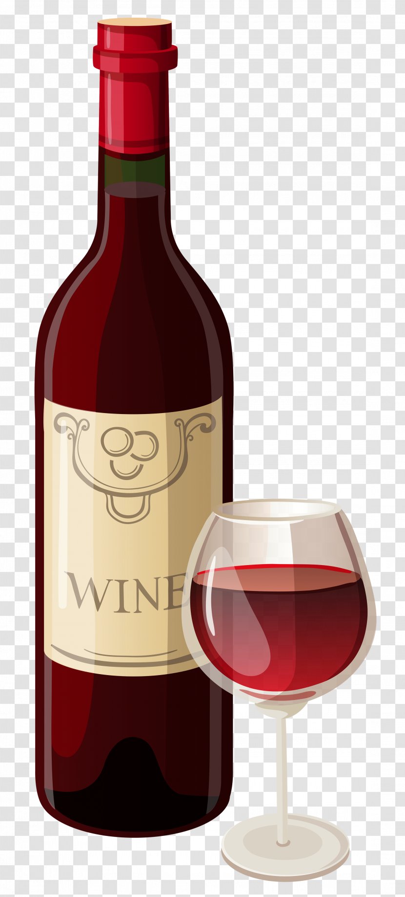 Red Wine Champagne Bottle Clip Art - Cocktail - And Glass Vector Clipart Transparent PNG